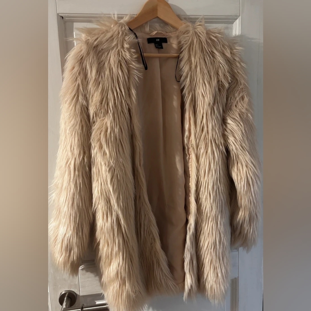 Women's Faux Fur Coat - Cream